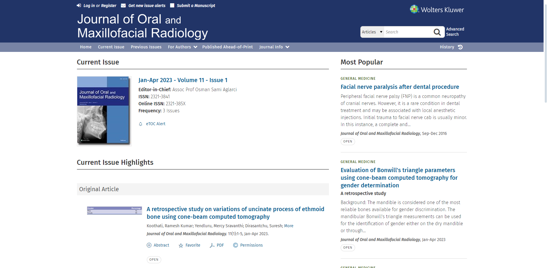 Journal of Oral and Maxillofacial Radiology 