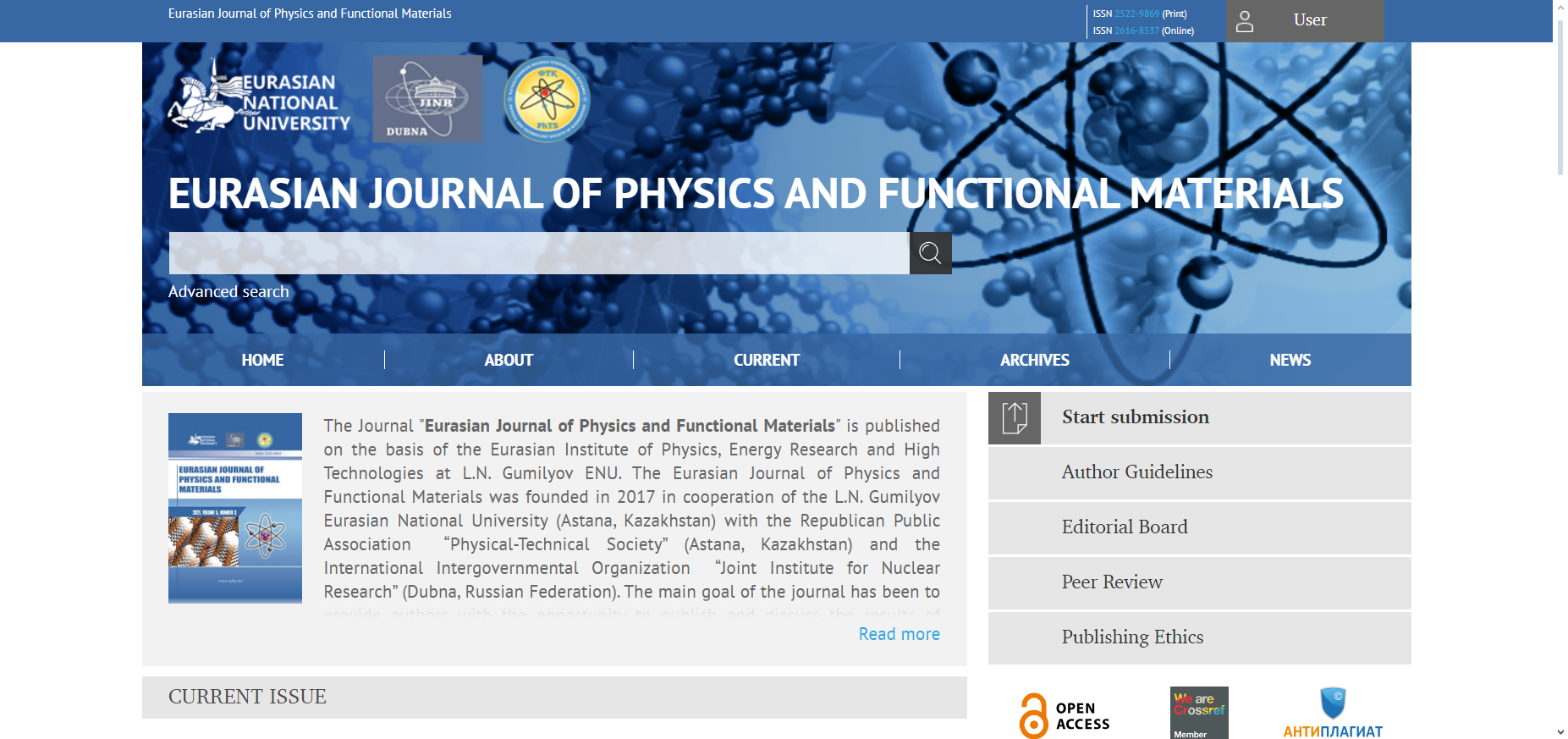 Eurasian Journal of Physics and Functional Materials