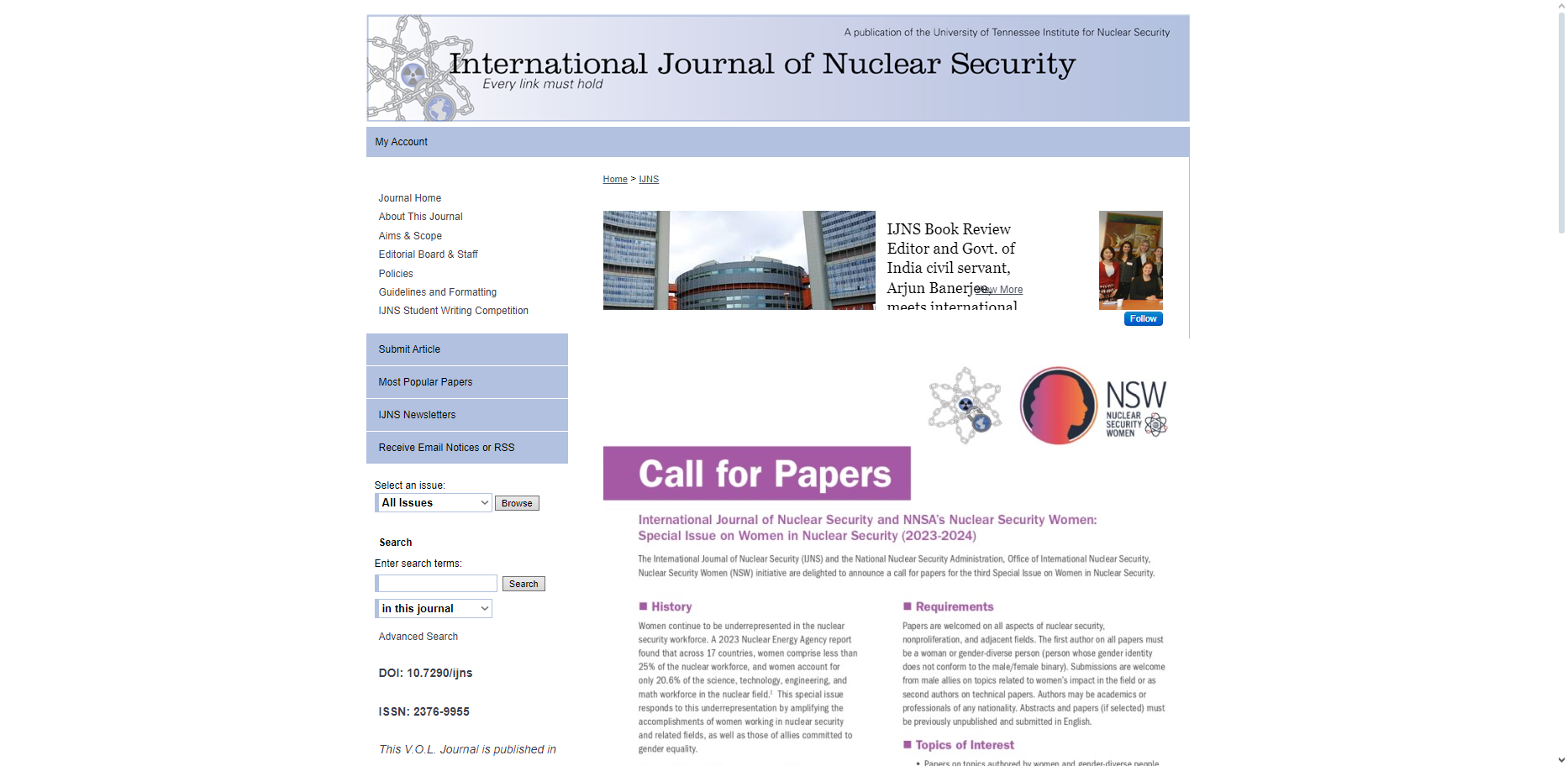 International Journal of Nuclear Security (IJNS)